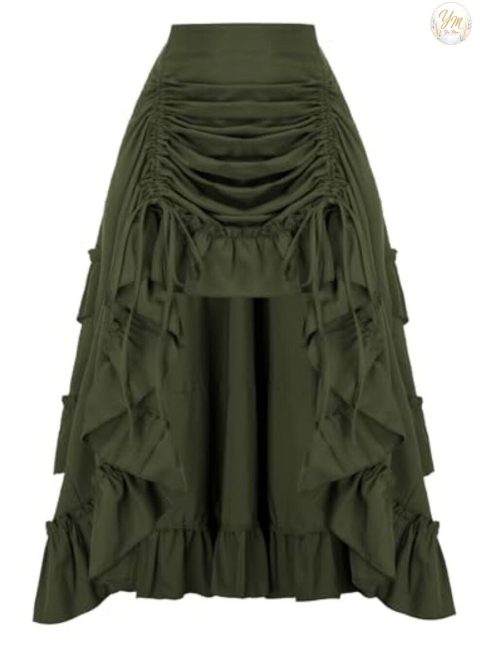 Women Renaissance Pirate Skirt High-Low Maxi 2-Way Wear Ruffle